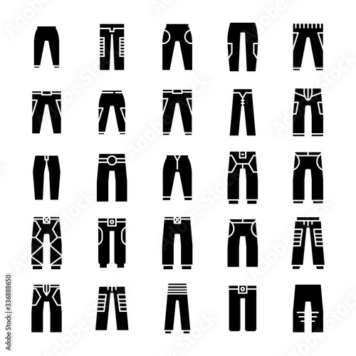 trousers icons set glyph design