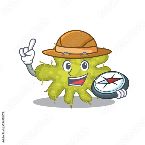 mascot design concept of bacterium explorer with a compass