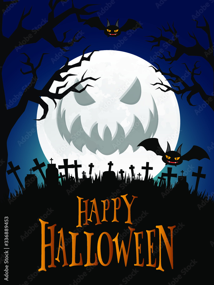 Happy Halloween typography in a beautiful background for Halloween day. Vector illustration.