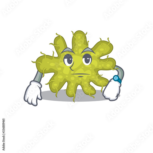 Mascot design of bacterium showing waiting gesture