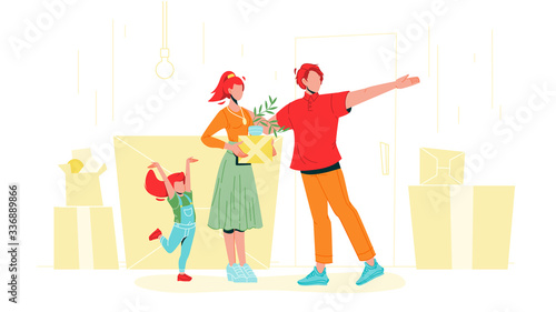 Wallpaper Mural Family With Carton Boxes Moving In House Vector Torontodigital.ca