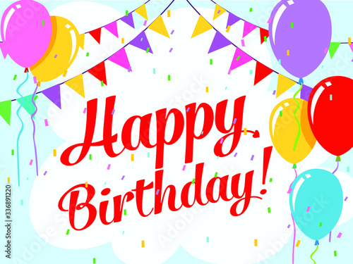 Glossy Happy Birthday Balloons Background Vector Illustration 