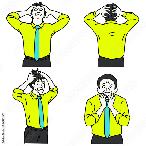 Businessman with various emotion expression, shocked, sad, unexpected moment.