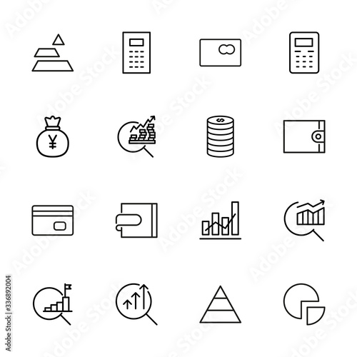 Stroke line icons set of income.