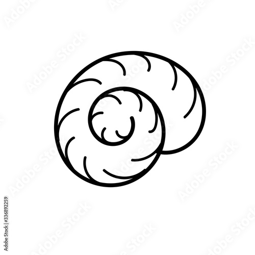 vector element, black and white drawing of a marine inhabitant, shell