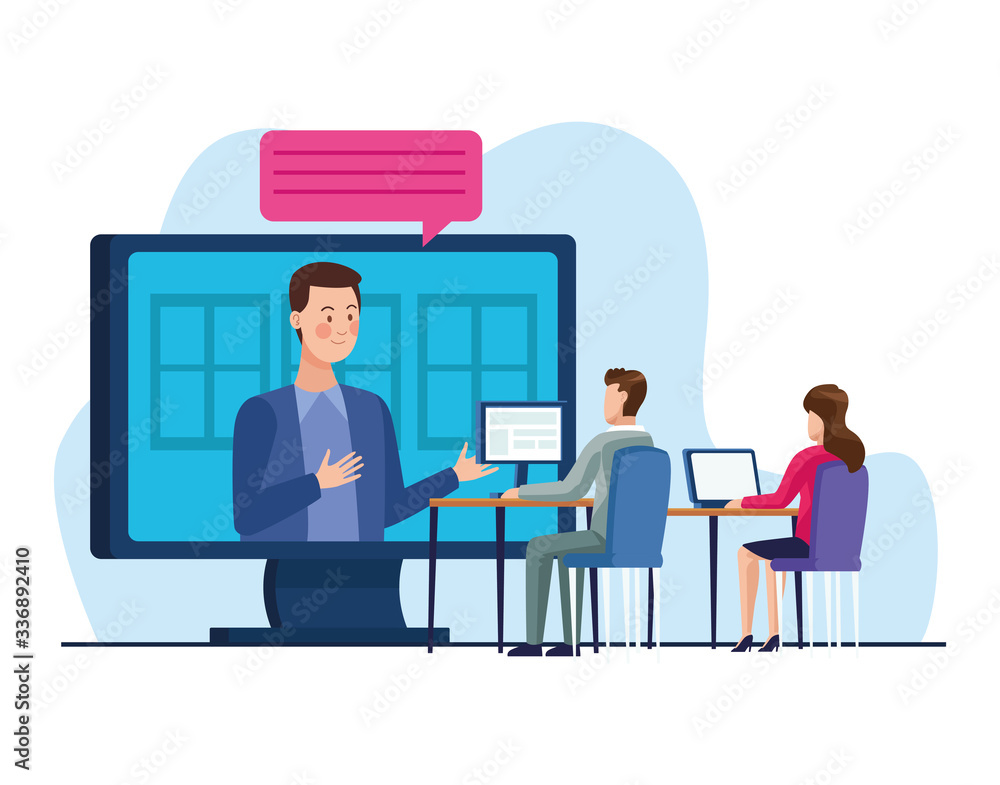 business people in meeting online reunion business people in meeting online reunion