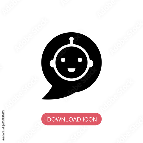 Robot speech bubble on white background. Vector