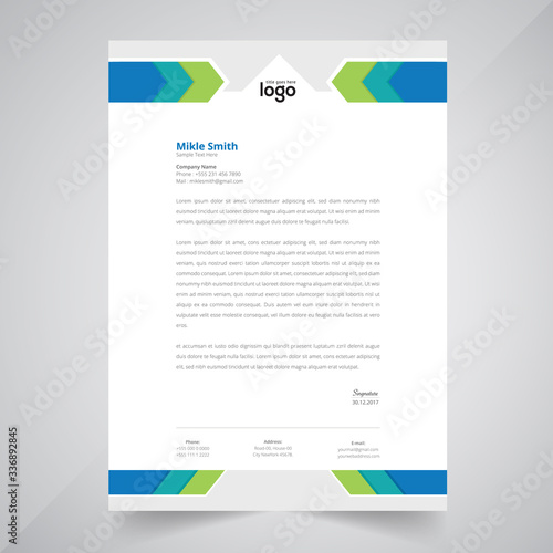 Abstract letterhead template design. Mordrn Stylish Letterhead Template.
