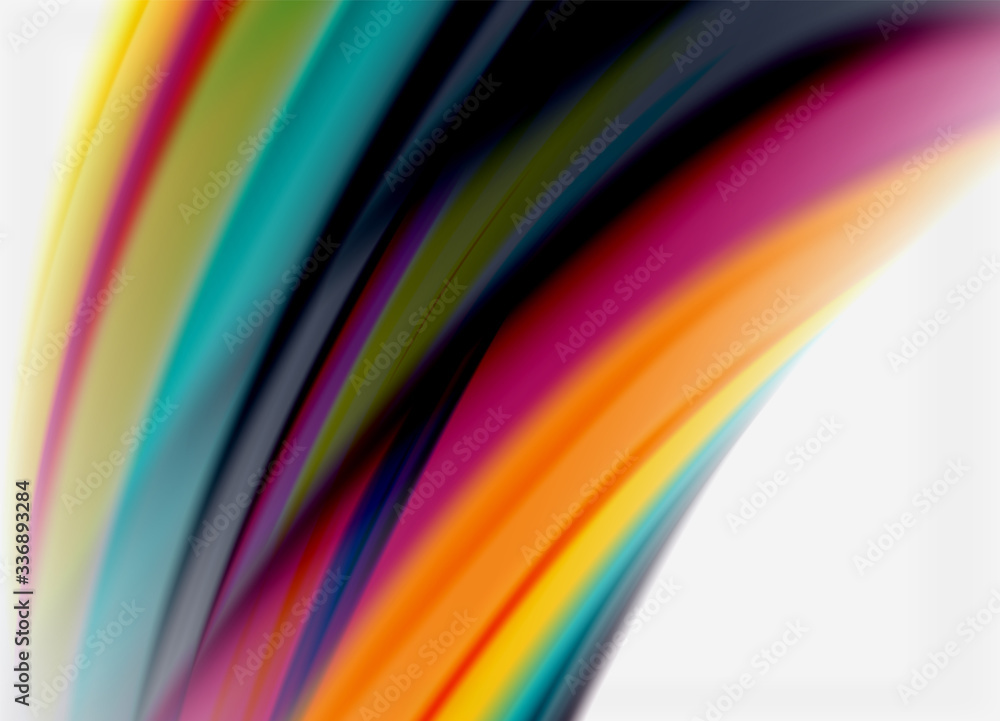 Wave lines abstract background, smooth silk design with rainbow style colors. Liquid fluid color waves. Vector Illustration Wave lines abstract background, smooth silk design with rainbow style colors. Liquid fluid color waves. Vector Illustration