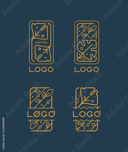 set of logos nature with leaves