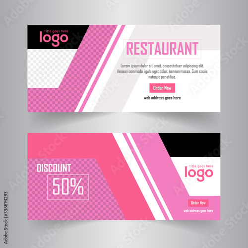 Food & Restaurant standard size Web Banners. Modern design concept for corporate website advertising.