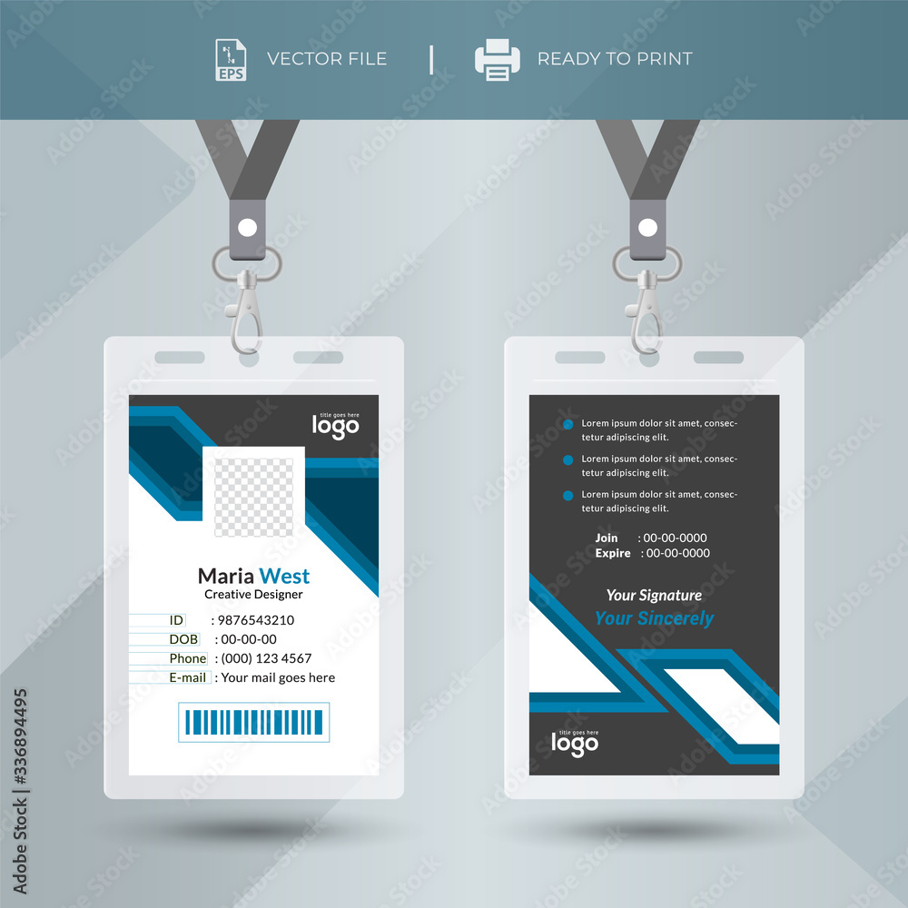 Naklejka premium Abstract & Creative Id Card Design Vector Template. Mordrn Identity badge Template.