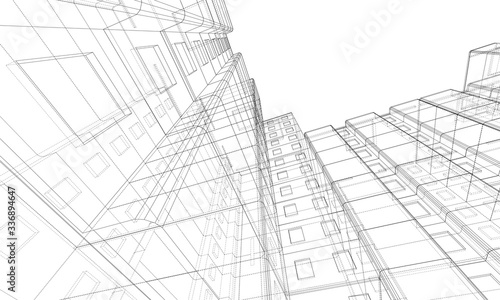 Vector wire-frame model of a multi-storey building