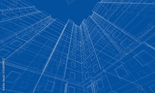 Vector wire-frame model of a multi-storey building