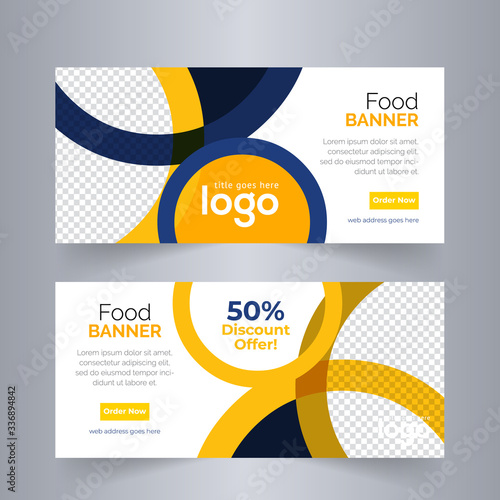 Food & Restaurant standard size Web Banners. Modern design concept for corporate website advertising.