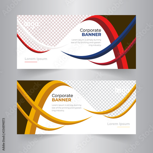 Business standard size Web Banners Set. Modern design concept for corporate website advertising.