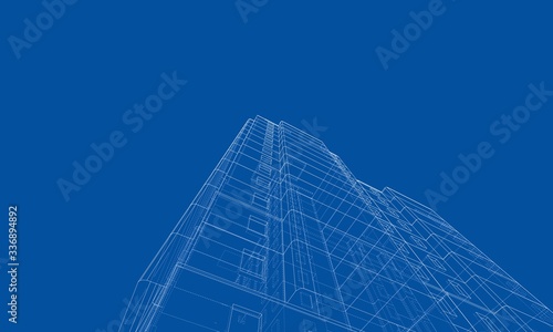 Vector wire-frame model of a multi-storey building