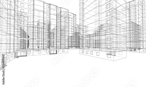 Vector wire-frame model of a multi-storey building