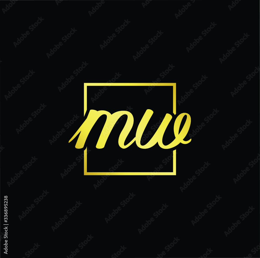 Minimal elegant monogram art logo. Outstanding professional trendy awesome artistic MW WM initial based Alphabet icon logo. Premium Business logo gold color on black background