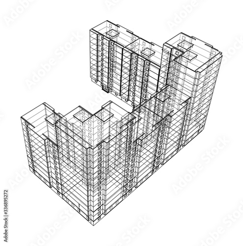 Vector wire-frame model of a multi-storey building