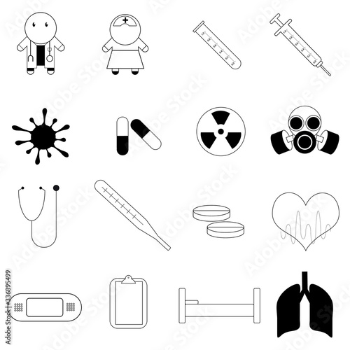 Medical objects for hospitals or Sanatoriums, vector illustration