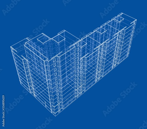 Vector wire-frame model of a multi-storey building