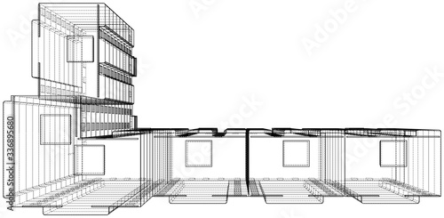 Vector wire-frame model of a multi-storey building