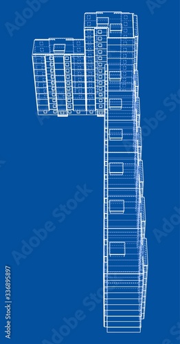 Vector wire-frame model of a multi-storey building