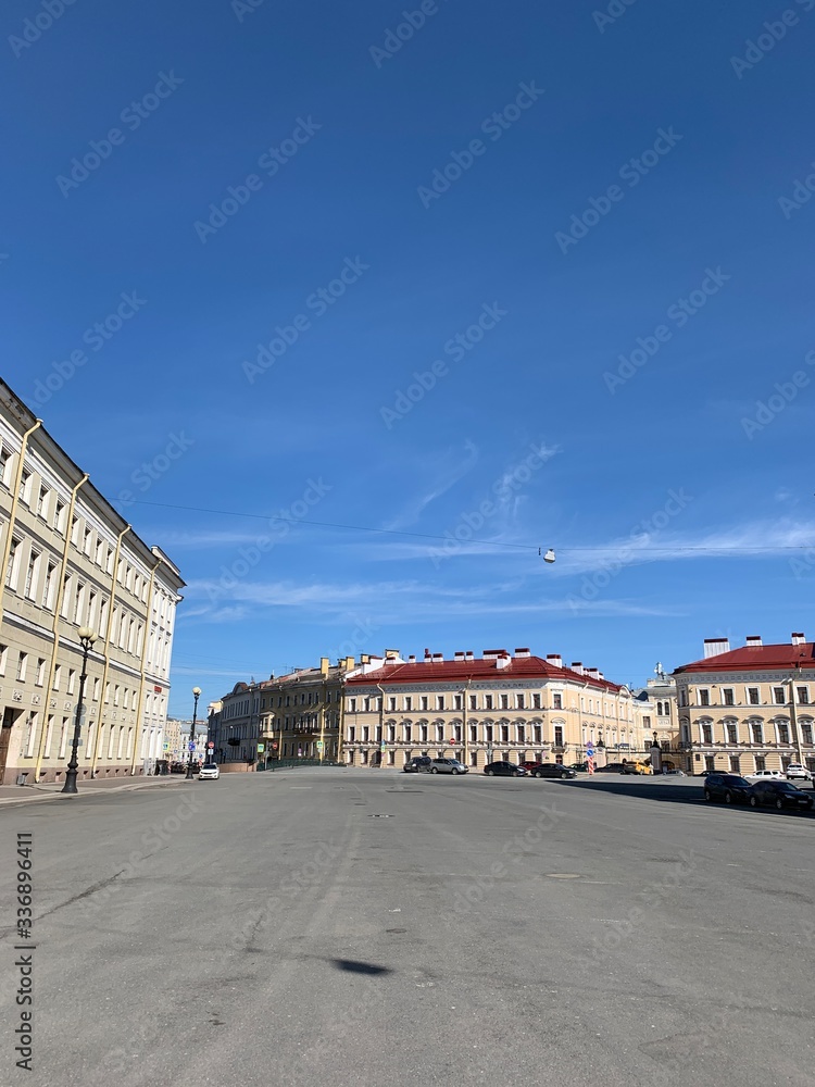 Empty city square in Saint Petersburg