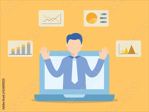 Man teaching online in lapt...