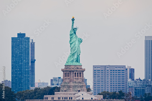 Statue of Liberty on Liberty Island during the gloomy weather in New York. © Dario Bajurin