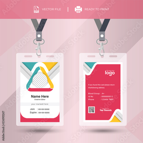 Modern & Creative ID Card Design Template. Identity badge With Photo Placeholder.