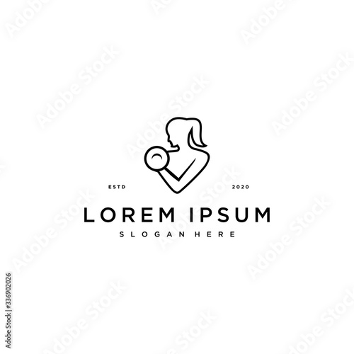 fitness woman logo design concept vector