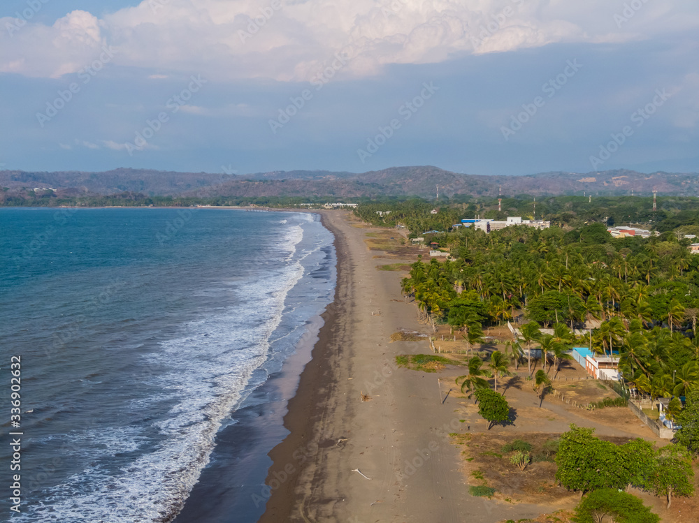 Beautiful view of the empty beach due to the quarantine for Covid 19 in Costa Rica