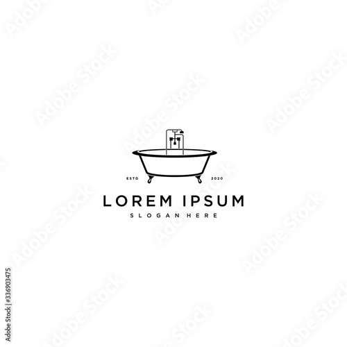 bathtub logo design concept vector