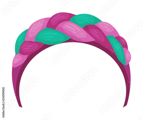 Girlish Headband with Braided Ribbon for Doing Hair Vector Illustration