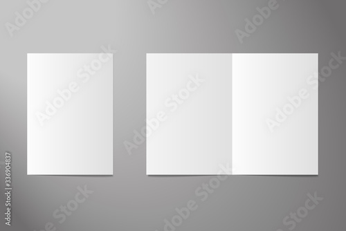 isolated realistic half-fold standart leaflet editable mockup for layout presentation, empty page, set 1