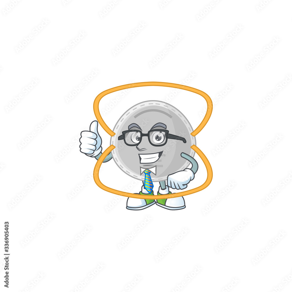 Cartoon character design of N95 mask successful businessman