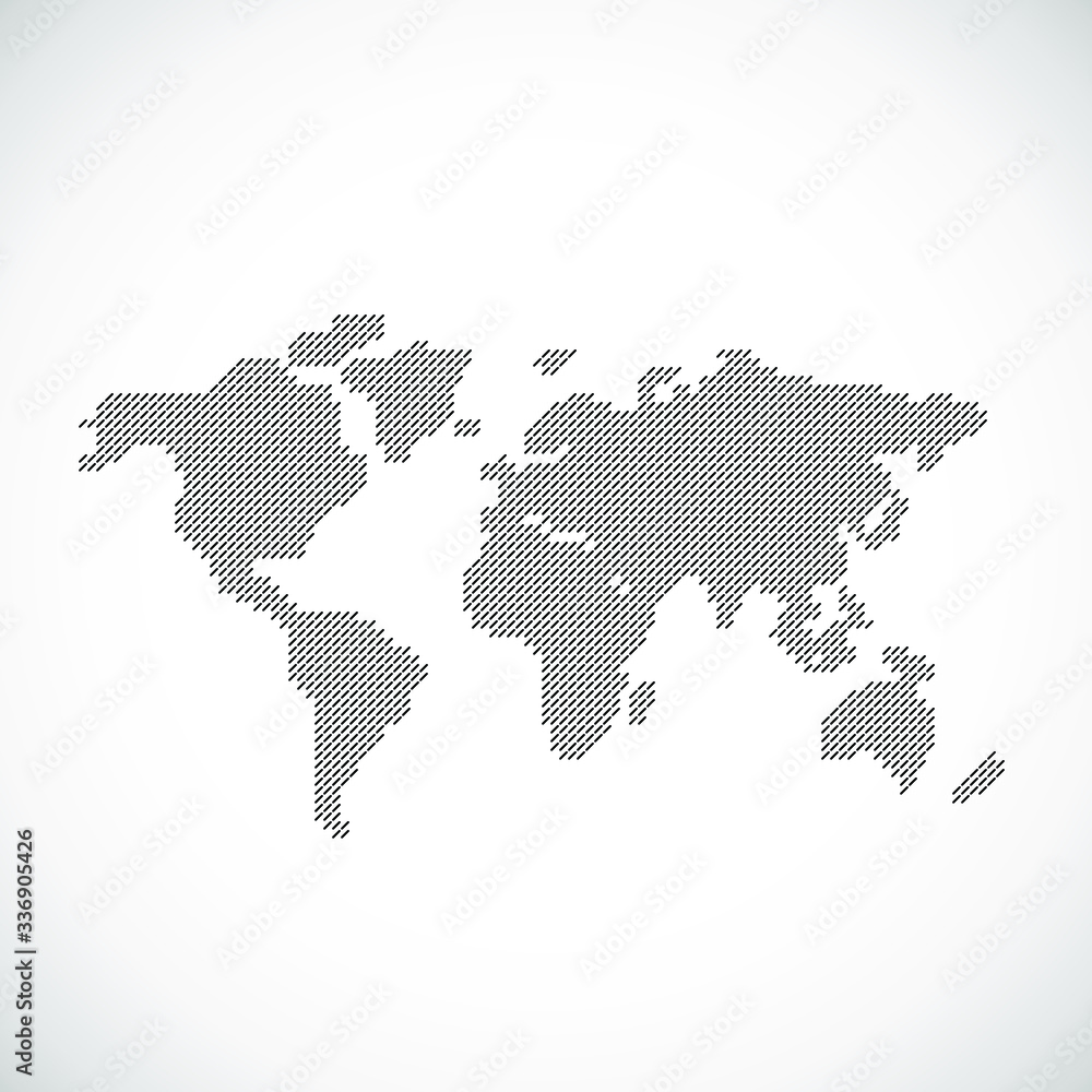 Obraz Vector Dotted World Map Background Light and Dark for Presentations. Continents: Europe, Asia, Australia, America, Africa