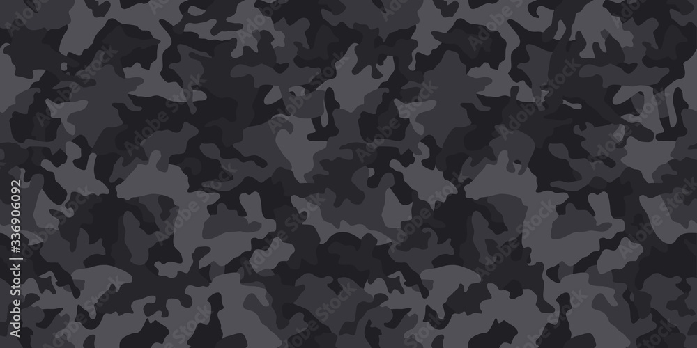 Black camouflage pattern , seamless vector background. Classic clothing  style masking dark camo, repeat print. Monochrome texture vector de Stock |  Adobe Stock