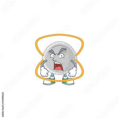 N95 mask cartoon character design with mad face