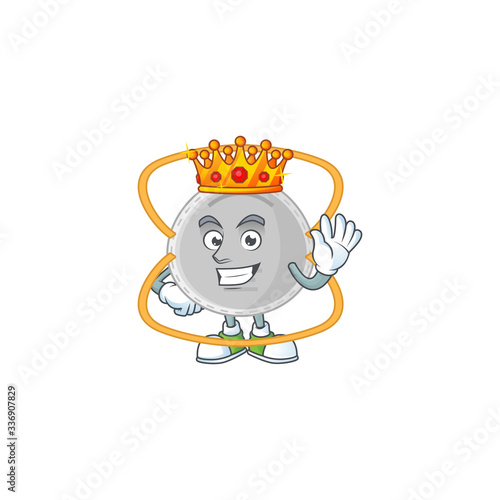 The Charismatic King of N95 mask cartoon character design wearing gold crown