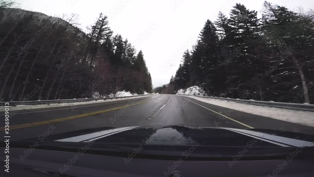Driving Time-lapse from Forested area to snowy mountainside. Captured in Washington. Driving Time-lapse from Forested area to snowy mountainside. Captured in Washington.