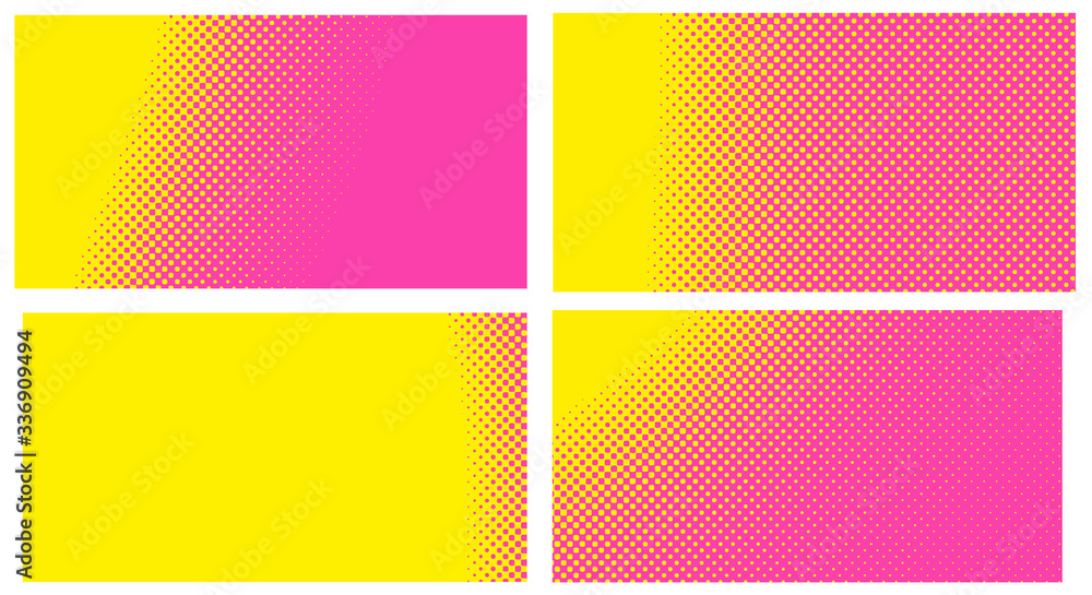 Obraz premium Pink background with dots. Set abstract background with halftone dots design. Vector illustration for comic book.