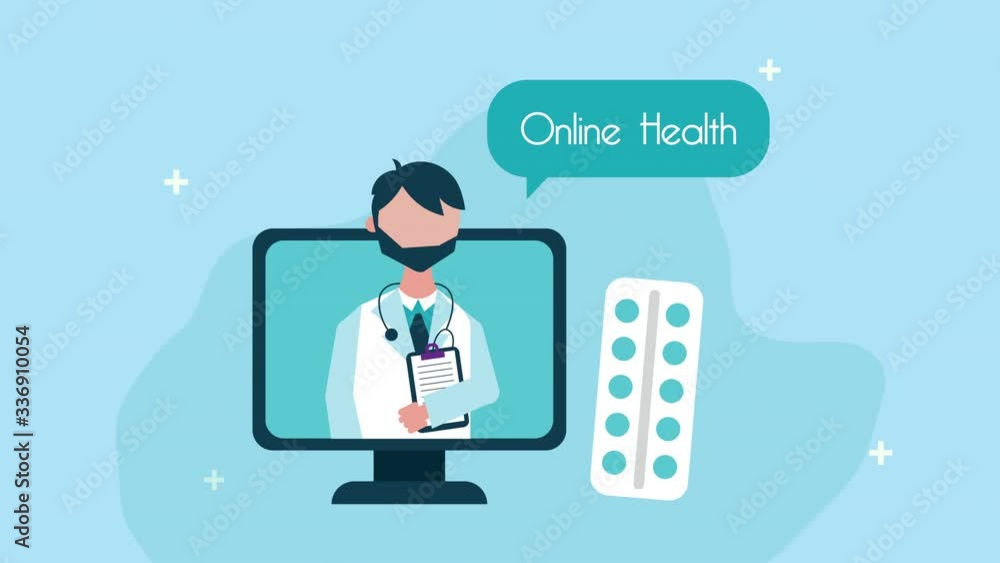doctor in desktop telemedicine technology animation doctor in desktop telemedicine technology animation
