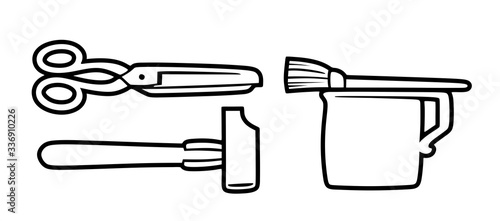 Handwerker, Handwerkszeug, Gerätschaft, Schere, Basteln, Heimwerker, Hammer, Leimtopf, Pinsel,
Service, Icon, Zeichen, Symbol, Piktogramm, Label, button, Piktogramme, 