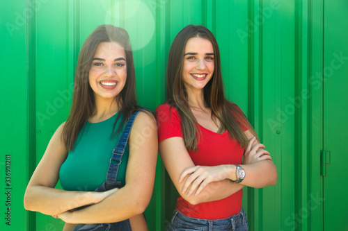 Two young best female frien...