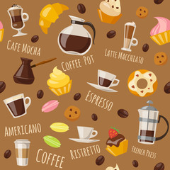 Handdoek met foto Koffie patronen Koffie eten en drinken elementen patroon  © Valentyna