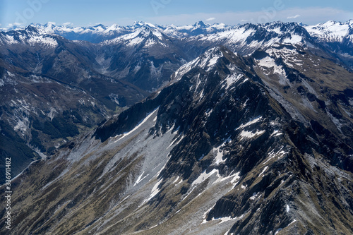 black steep ridges on High Burn valley  from above  New Zealand