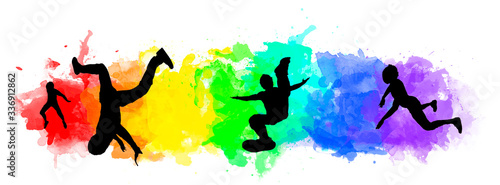 Extreme sports. Banner for business. Is the active sport. Watercolor background.